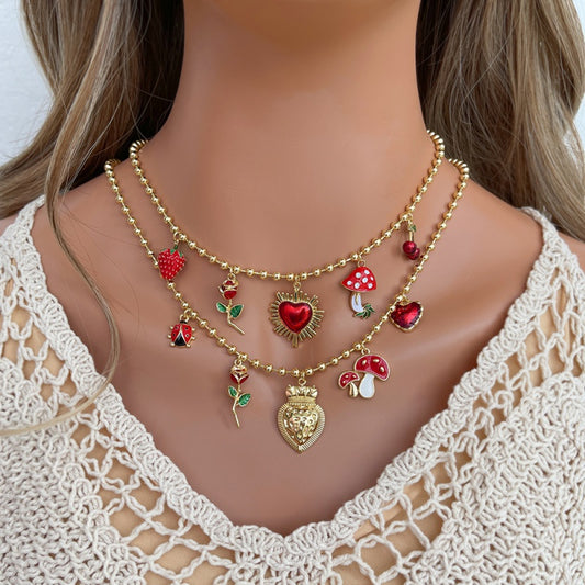 SUN63794-Chapa de Oro Corazón Rojo