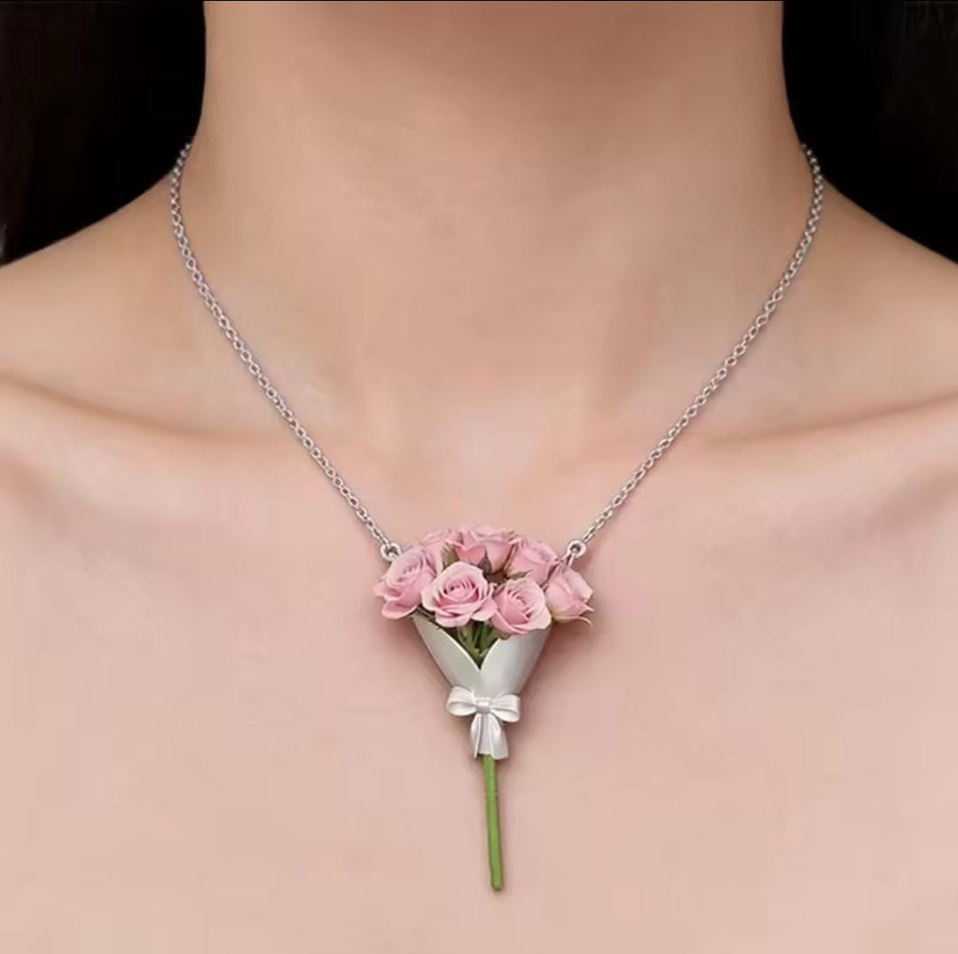Y23984-Collar Bouquet Acero Inoxidable