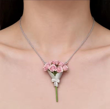 Y23984-Collar Bouquet Acero Inoxidable